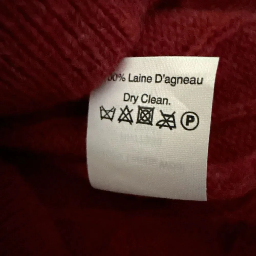 J Crew Lambswool Cable Crewneck Sweater Mens Sz L Heather Beet Burgundy Classic